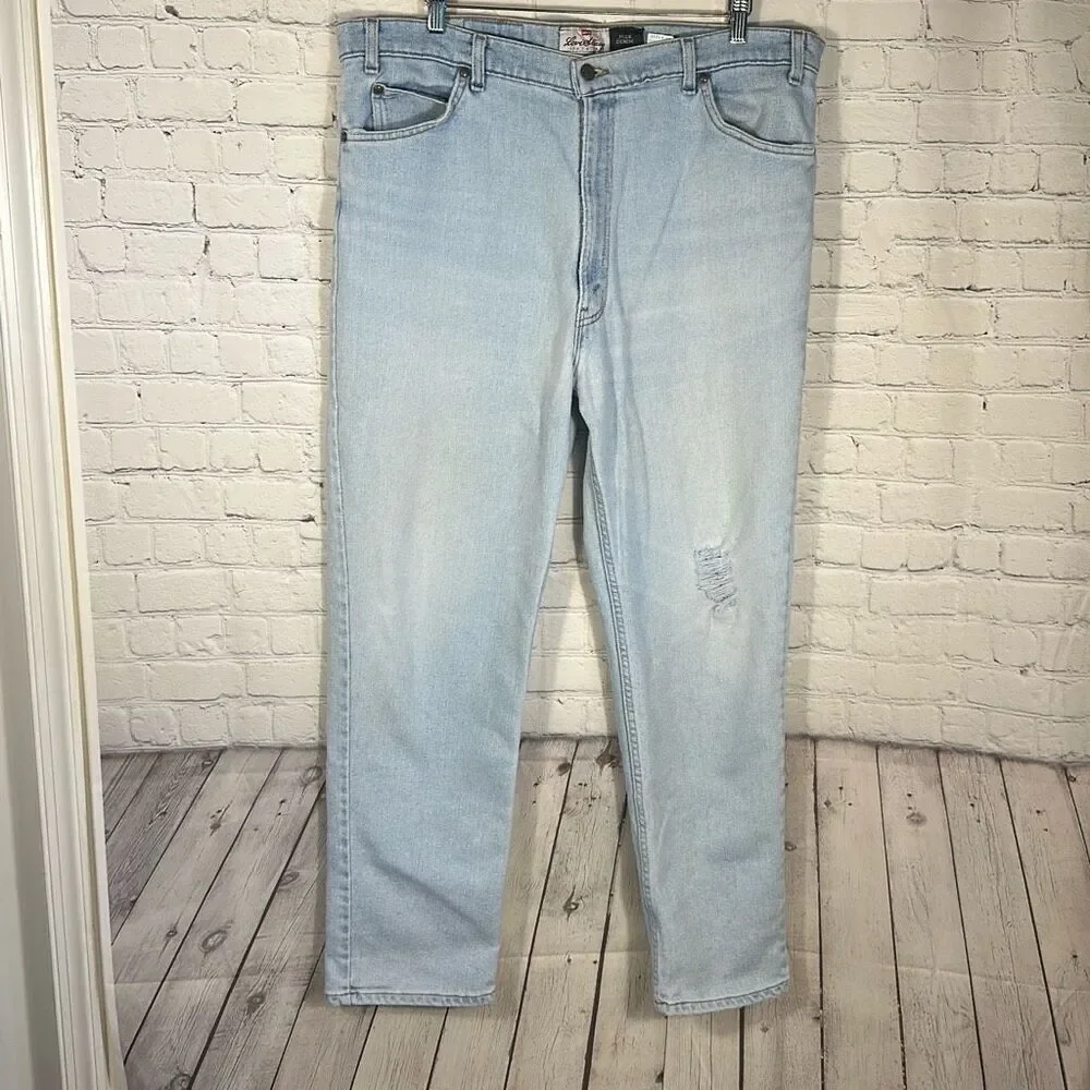 VTG Levis Jeans Mens 42x32 Blue 540 Flex Made In USA Brown Tab Western 90s Denim